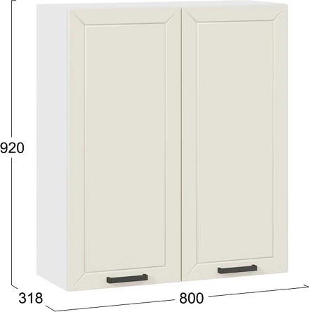 Изображение товара Шкаф навесной для кухни ТриЯ Лорас 1ВВ8 с двумя дверями (белый/холст брюле)