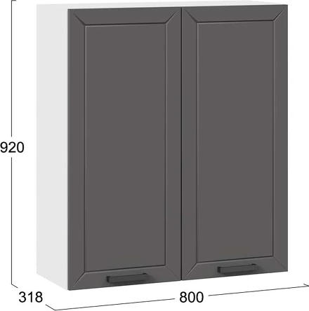 Изображение товара Шкаф навесной для кухни ТриЯ Лорас 1ВВ8 с двумя дверями (белый/холст вулкан)