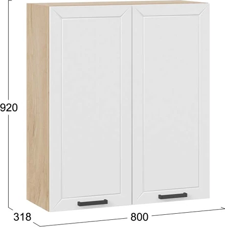 Изображение товара Шкаф навесной для кухни ТриЯ Лорас 1ВВ8 с двумя дверями (дуб крафт золотой/холст белый)