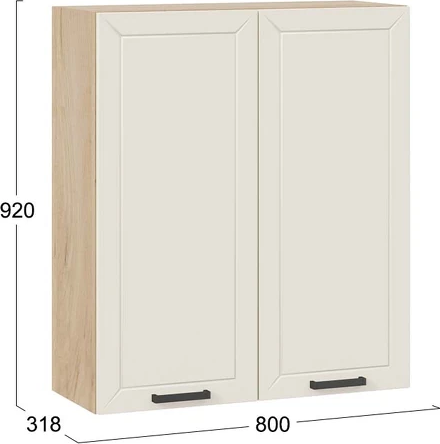 Изображение товара Шкаф навесной для кухни ТриЯ Лорас 1ВВ8 с двумя дверями (дуб крафт золотой/холст брюле)