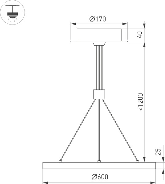 Изображение товара Потолочный светильник Arlight SP-CONGO-CAN-1-R600-36W Warm3000 BK 120deg / 046233