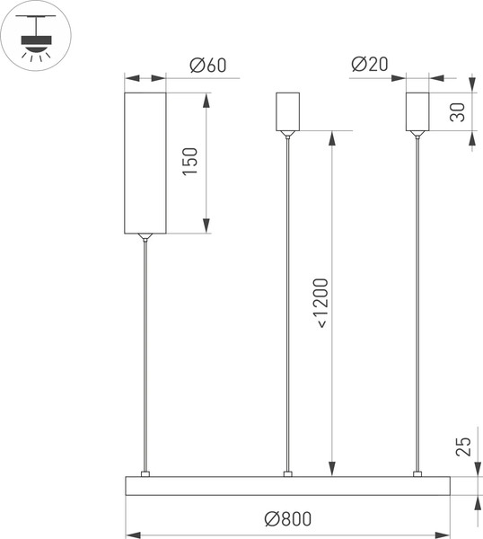 Изображение товара Потолочный светильник Arlight SP-CONGO-MULT-1-R800-42W Day4000 BK 120deg / 046248