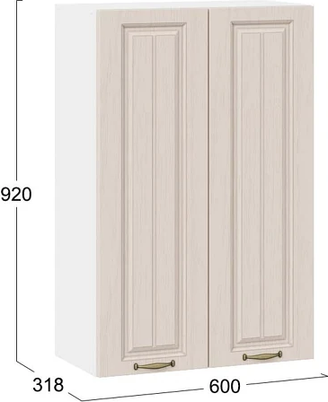 Изображение товара Шкаф навесной для кухни ТриЯ Лина 1ВВ6 с двумя дверями (белый/крем)