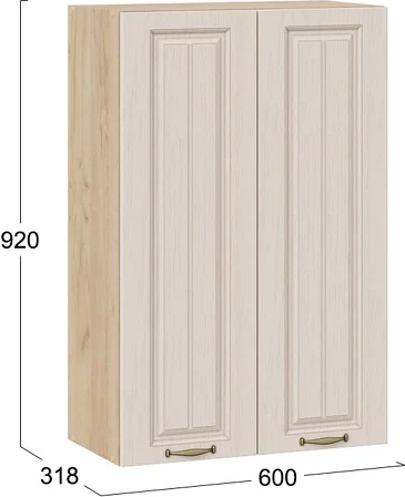 Изображение товара Шкаф навесной для кухни ТриЯ Лина 1ВВ6 с двумя дверями (дуб крафт золотой/крем)