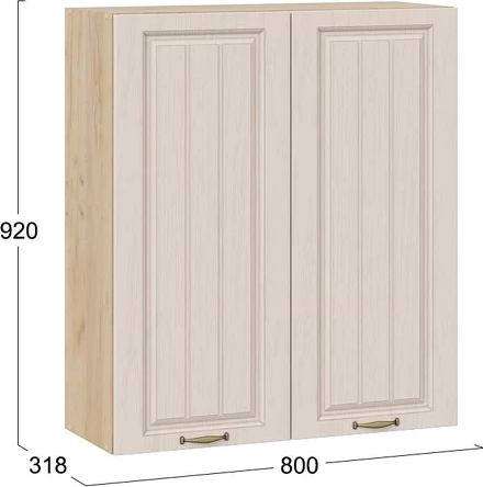 Изображение товара Шкаф навесной для кухни ТриЯ Лина 1ВВ8 с двумя дверями (дуб крафт золотой/крем)