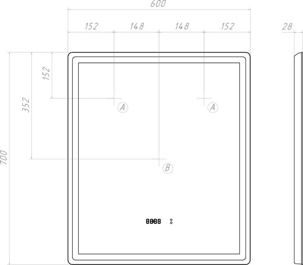 Изображение товара Зеркало Vigo Geometry Luxe 600 (бесконтактное)