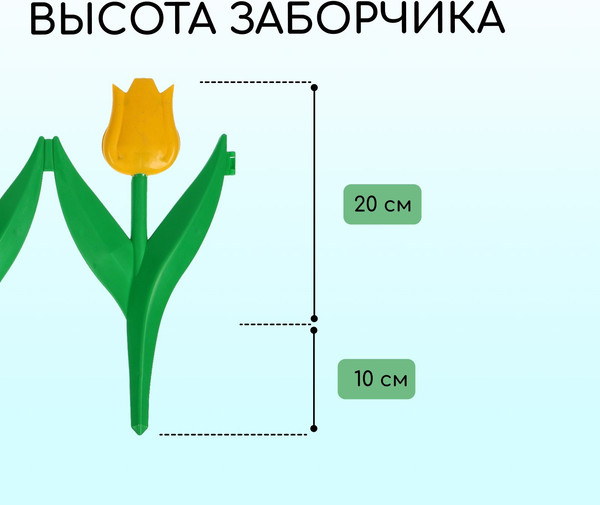 Изображение товара Изгородь декоративная Кострома Пластик Тюльпан 30x225см 5 секций (желтый цветок)
