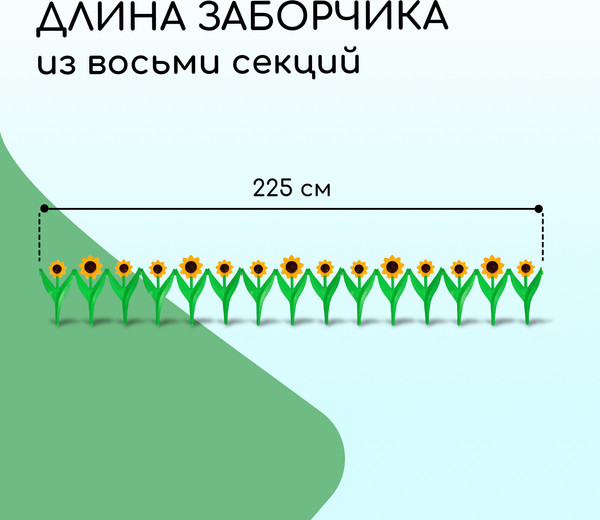 Изображение товара Изгородь декоративная Кострома Пластик Ромашка 32.5x225см 5 секций (желтый)