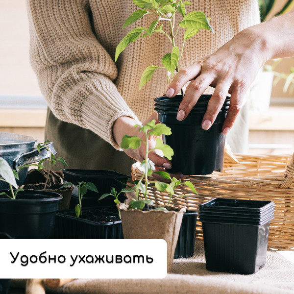 Изображение товара Набор горшков для рассады GREENGO 40x20см (8шт, черный)