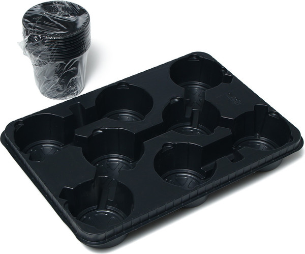 Изображение товара Набор горшков для рассады GREENGO 40x20см (8шт, черный)