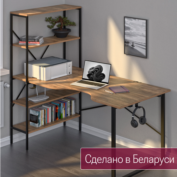 Изображение товара Компьютерный стол Millwood Бостон 160x80 (дуб табачный Craft/металл черный)