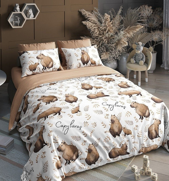 Изображение товара Комплект постельного белья LUXOR Тинейджер Капибары 1.5сп (поплин)