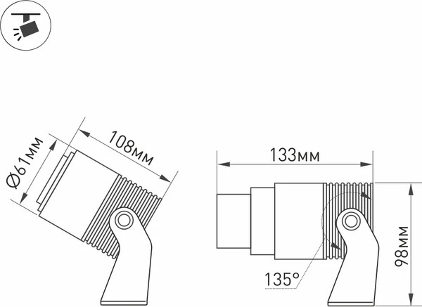 Изображение товара Прожектор Arlight ALT-RAY-ZOOM-R61-12W Day4000 DG 10-60deg / 029700