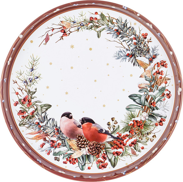 Изображение товара Поднос Agness Снегири 898-237 (красный)