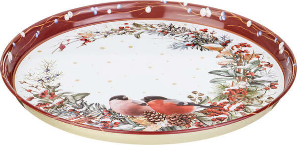 Изображение товара Поднос Agness Снегири 898-237 (красный)