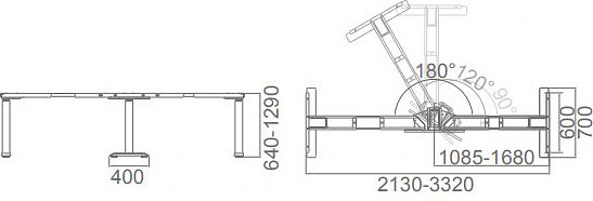 Изображение товара Подстолье AOKE Europe с эл. приводом угловой 90-120-180x600 / AK3YJYT-TYZF3-BK (черный)