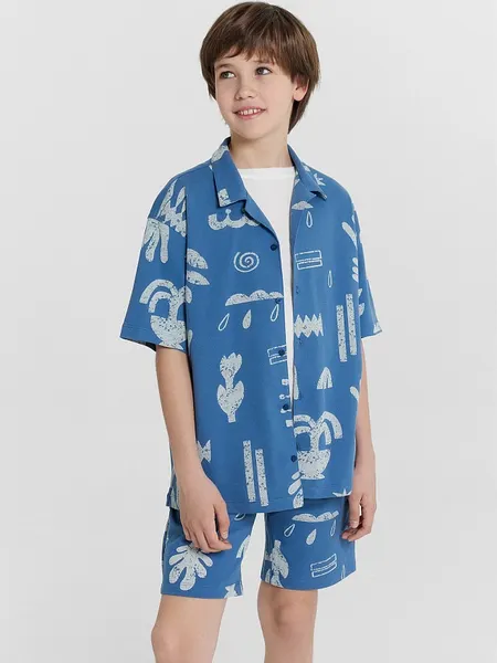 Изображение товара Шорты детские Mark Formelle 133351 (р.128-64, узоры на пепельно-синем)
