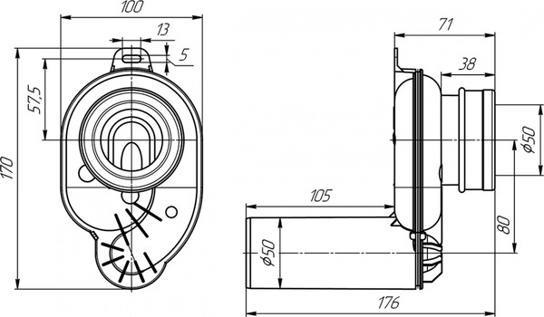 Изображение товара Писсуар Santek Гала 1WH501804 (c сифоном и краном)