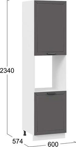 Изображение товара Шкаф-пенал кухонный ТриЯ Лорас 1ПВ6 с двумя дверями (белый/холст вулкан)