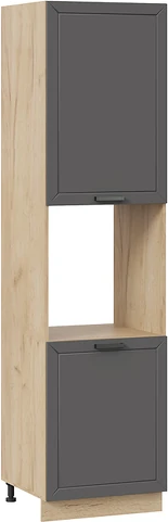 Изображение товара Шкаф-пенал кухонный ТриЯ Лорас 1ПВ6 с двумя дверями (дуб крафт золотой/холст вулкан)