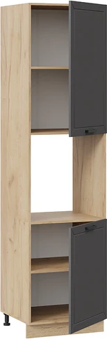 Изображение товара Шкаф-пенал кухонный ТриЯ Лорас 1ПВ6 с двумя дверями (дуб крафт золотой/холст вулкан)