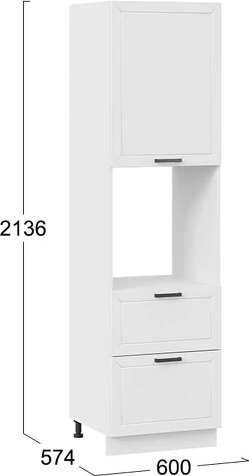 Изображение товара Шкаф-пенал кухонный ТриЯ Лорас 1П6Я2 с одной дверью и двумя ящиками (белый/холст белый)