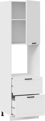 Изображение товара Шкаф-пенал кухонный ТриЯ Лорас 1П6Я2 с одной дверью и двумя ящиками (белый/холст белый)