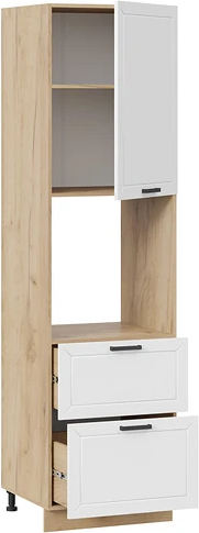 Изображение товара Шкаф-пенал кухонный ТриЯ Лорас 1П6Я2 с одной дверью и двумя ящиками (дуб крафт золотой/холст белый)