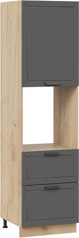 Изображение товара Шкаф-пенал кухонный ТриЯ Лорас 1П6Я2 с одной дверью и двумя ящиками (дуб крафт золотой/холст вулкан)