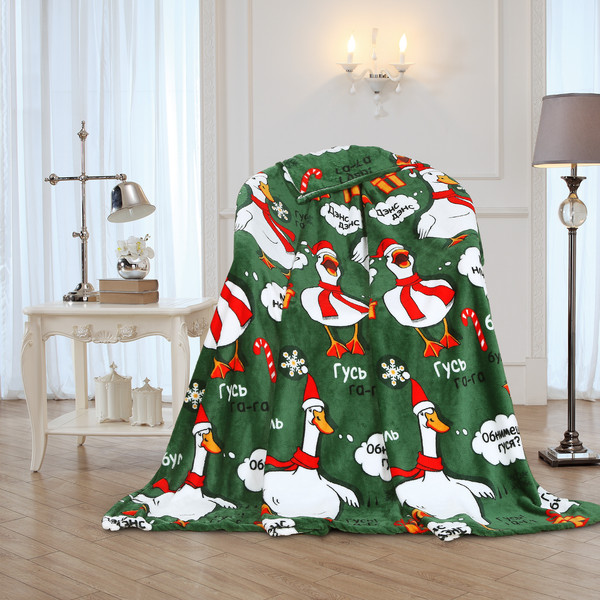 Изображение товара Плед Павлинка Новогодний гусь 150x200 (зеленый)