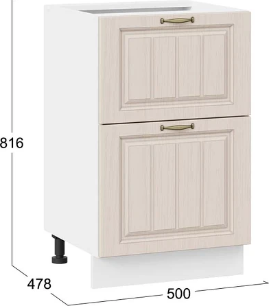 Изображение товара Шкаф-стол кухонный ТриЯ Лина 1Н5Я2 с двумя ящикам (белый/крем)