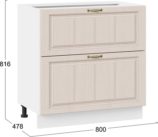 Изображение товара Шкаф-стол кухонный ТриЯ Лина 1Н8Я2 с двумя ящикам (белый/крем)