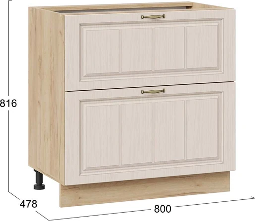 Изображение товара Шкаф-стол кухонный ТриЯ Лина 1Н8Я2 с двумя ящикам (дуб крафт золотой/крем)