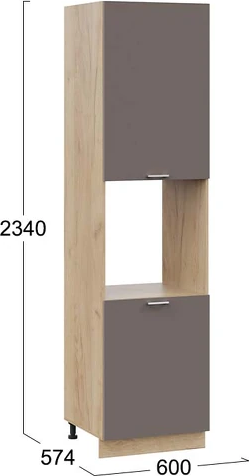 Изображение товара Шкаф-пенал кухонный ТриЯ Габриэлла 1ПВ6 с двумя дверями (дуб крафт золотой/муссон)