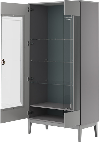 Изображение товара Шкаф с витриной Bravo Мебель Фарго 2-дв (серый шифер/лак антрацит)