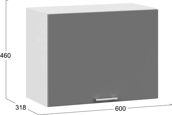 Изображение товара Шкаф навесной для кухни ТриЯ Габриэлла 1ВВ6Г с одной откидной дверью (белый/титан)