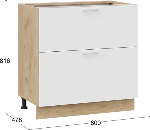 Изображение товара Шкаф-стол кухонный ТриЯ Габриэлла 1Н8Я2 с двумя ящиками (дуб крафт золотой/сноу)