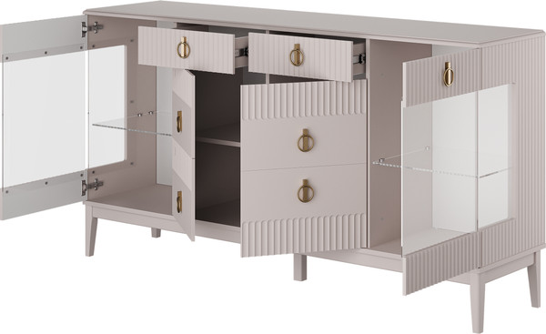 Изображение товара Тумба Bravo Мебель Фарго 4дв. 2ящ. (персидский жемчуг/лак льняной)
