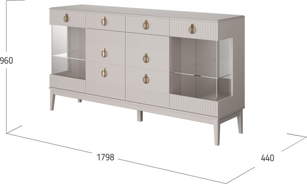 Изображение товара Тумба Bravo Мебель Фарго 4дв. 2ящ. (персидский жемчуг/лак льняной)