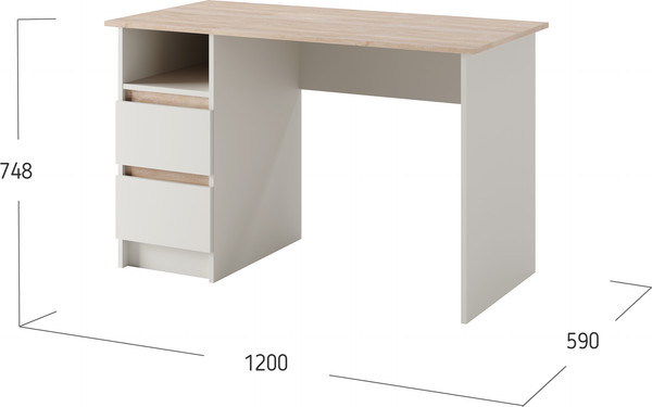 Изображение товара Письменный стол Bravo Мебель Юта (персидский жемчуг/дуб торонто)