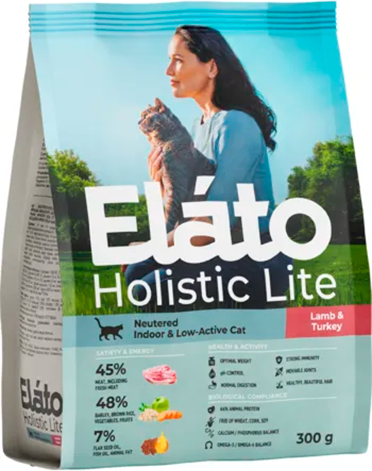 Изображение товара Сухой корм для кошек Elato Holistic Lite Для стерилизованных кошек с ягненком и индейкой (300г)