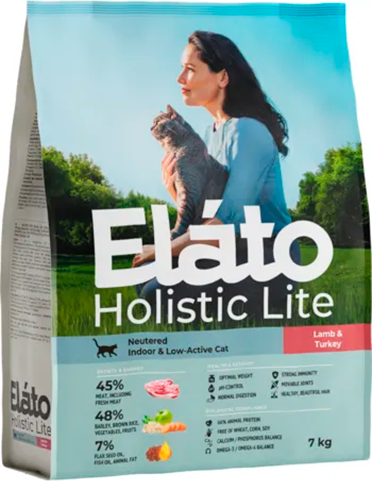 Изображение товара Сухой корм для кошек Elato Holistic Lite Для стерилизованных кошек с ягненком и индейкой (7кг)