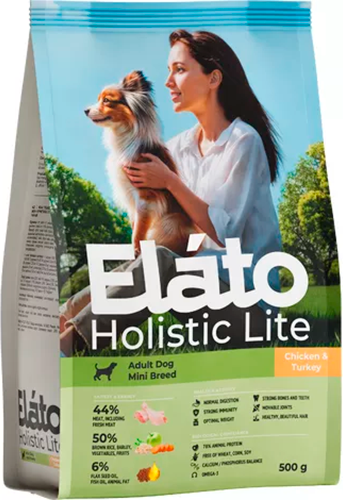 Изображение товара Сухой корм для собак Elato Holistic Lite Для мелких пород собак с курицей и индейкой (500г)