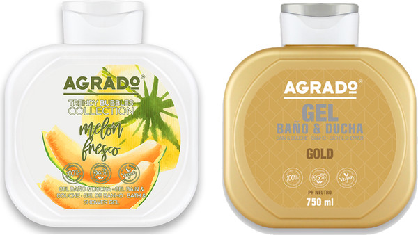 Изображение товара Набор косметики для тела Agrado Гель для душа Сочная Дыня+Гель для душа Gold (2x750мл)