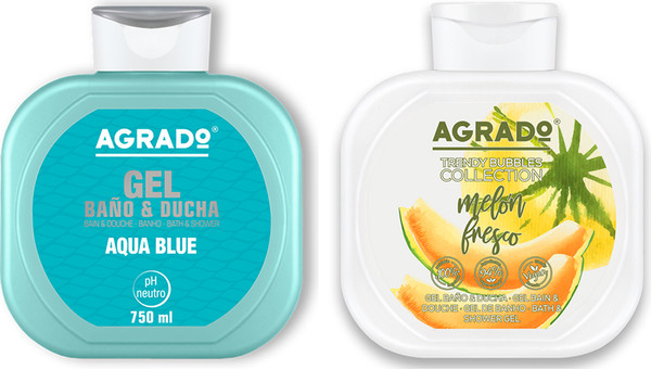 Изображение товара Набор косметики для тела Agrado Гель для душа Aqua Blue+Гель для душа Сочная Дыня (2x750мл)