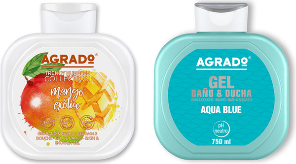 Изображение товара Набор косметики для тела Agrado Гель для душа Экзотическое Манго+Гель для душа Aqua Blue (2x750мл)