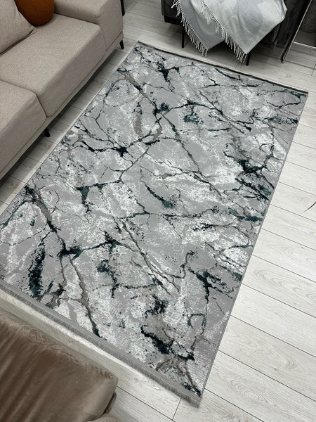 Изображение товара Ковер Radjab Carpet Афина Прямоугольник 0909A (3x4, Grey/D.Green)