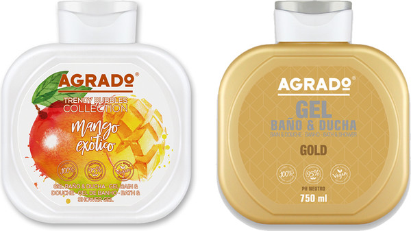 Изображение товара Набор косметики для тела Agrado Гель для душа Экзотическое Манго+Гель для душа Gold (2x750мл)