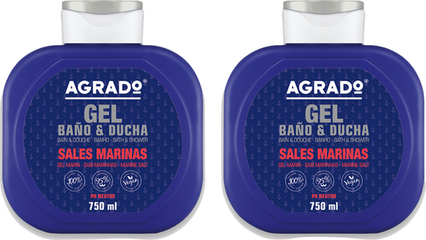 Изображение товара Набор гелей для душа Agrado Marine Salt Bath & Shower Gel (2x750мл)
