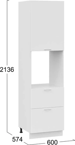 Изображение товара Шкаф-пенал кухонный ТриЯ Габриэлла 1П6Я2 с одной дверью и двумя ящиками (белый/сноу)